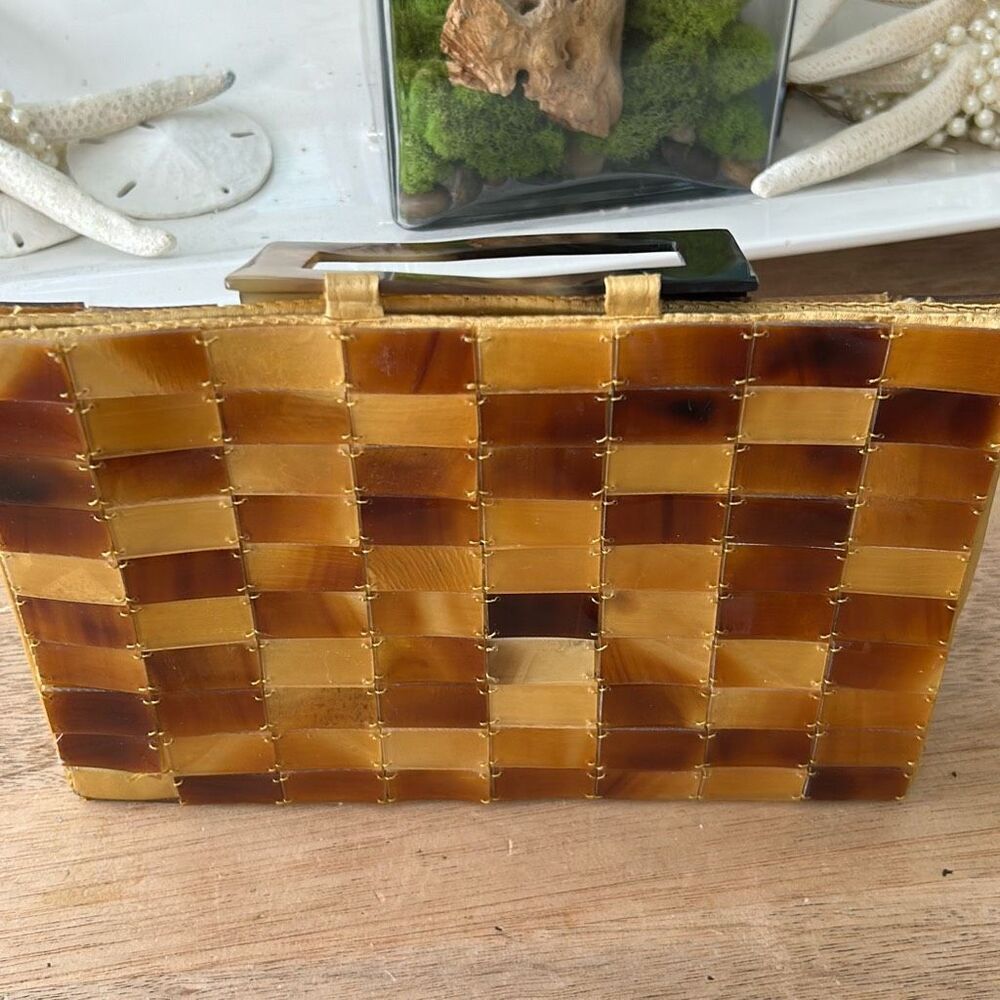 Vintage Shiraleah Vietnam 50s Bakelite tortoiseshell loose site handbag as is - Picture 3 of 9